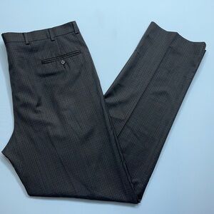 Hart Schaffner Marx Wool Dress Pants Mens Size 38x34 Brown Check Pleated